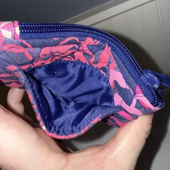 Vera Bradley Quilted Zippered Coin Purse Wallet Pouch Katalina Purple Pink - Picture 4 of 9